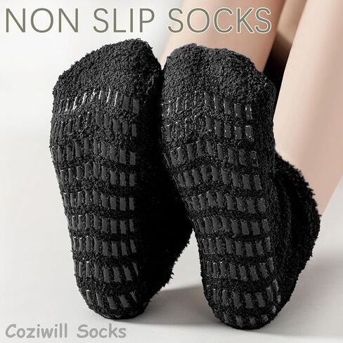 Slipper Socks Women Fuzzy Socks with Grips Men Warm Winter Non Slip Hospital Socks Youth Home Cozy Ankle Grip Socks 3/5 Pairs in Kuwait