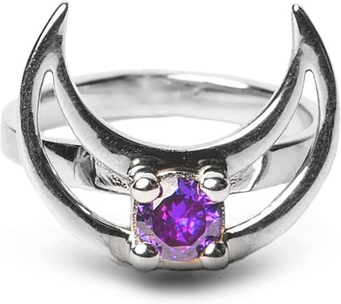 Rhea Moon Ring by Rogue+Wolf Halloween Silver Engagement Promise Crystal Wedding Rings for Women, Gothic Witch Y2K Jewelry Emo Goth Accessories, Stackable Boho Aesthetics for Teen Girls, Grunge Anime Indie Dainty Stainless Steel Witchy Creepy Gift in Saudi Arabia