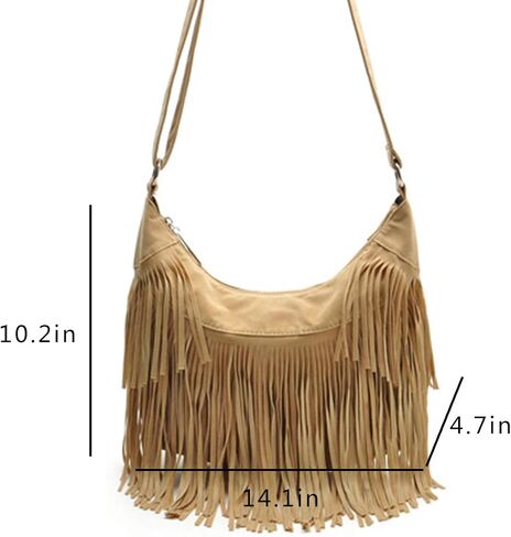 RARITYUS Women Fringe Tassel Shoulder Bag Large Leather Tote Handbag Hobo Crossbody Bag in Saudi Arabia