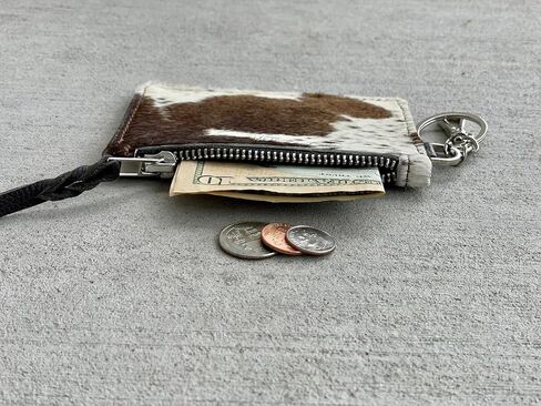 Western Cowhide Leather Wallet Keychain with Credit Card Holder and Coin Purse in Kuwait