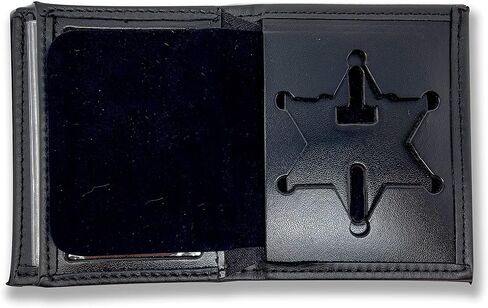 6 Point Star Hidden Badge Bifold WALLET - Badge Holder, 6 Point Star Credit Card Leather WALLET, Wallet - Badge Count 229, One size in Saudi Arabia