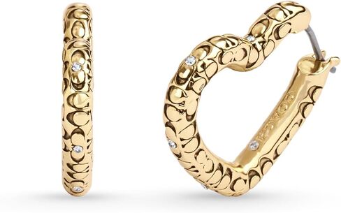 COACH Womens Signature Quilted Heart Hoop Earrings in Saudi Arabia