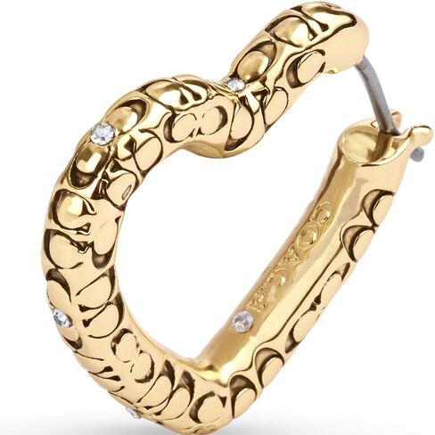 COACH Womens Signature Quilted Heart Hoop Earrings in Saudi Arabia