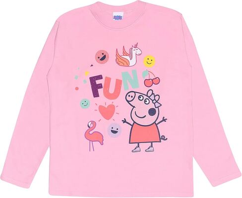 تي شيرت بيبا بيج المرح للفتيات بأكمام طويلة | بضاعة رسمية | للأعمار من 1 إلى 6، ملابس للأطفال، من مقاسات الأطفال الصغار، فكرة هدية عيد ميلاد للابنة in Kuwait
