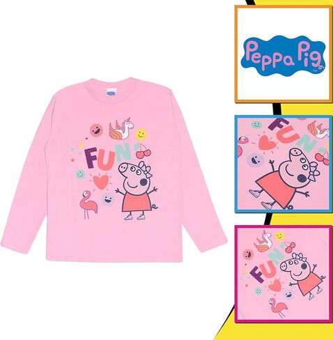 تي شيرت بيبا بيج المرح للفتيات بأكمام طويلة | بضاعة رسمية | للأعمار من 1 إلى 6، ملابس للأطفال، من مقاسات الأطفال الصغار، فكرة هدية عيد ميلاد للابنة in Kuwait