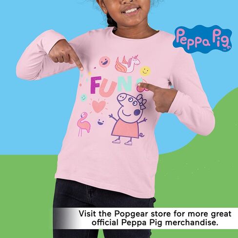 تي شيرت بيبا بيج المرح للفتيات بأكمام طويلة | بضاعة رسمية | للأعمار من 1 إلى 6، ملابس للأطفال، من مقاسات الأطفال الصغار، فكرة هدية عيد ميلاد للابنة in Kuwait