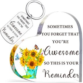 هدايا ملهمة على شكل قلب أكريليك من Yulejo للنساء، هدايا شكر في بعض الأحيان تنسى أنك هدايا رائعة مع سلسلة مفاتيح (عباد الشمس، 4 × 4 بوصة) in Kuwait