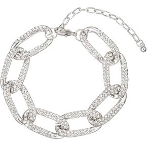 kelistom 18K White Gold Plated Cuban Link Anklet for Women Teen Girls Men, Iced Out Rhinestones Filled Chain Ankle Bracelets for Women with Paperclip Extension in Saudi Arabia