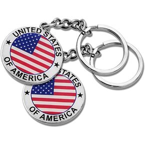 2 × جولة الولايات المتحدة الأمريكية العلم الأمريكي و سلسلة المفاتيح الوطنية - مجموعة من 2 in Kuwait