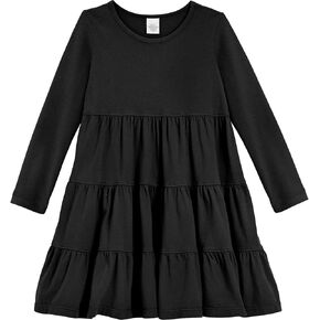 City Threads Girls' Super Soft Cotton Long Sleeve Tiered Dress Princess Made in USA in Saudi Arabia