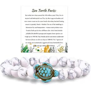 Caiyao 8mm Sea Turtle Natural Stone Beaded Bracelet Set Lava Stone Turquoise Stretchy Elastic Bracelet for Women Men Boy Girl Teen Summer Beach Animal Meditation Jewelry Gift in Saudi Arabia