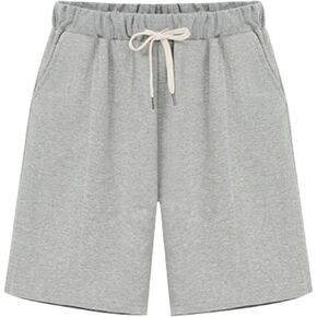 Vcansion Women's Elastic Waist Knee Length Casual Cotton Bermuda Shorts with Drawstring