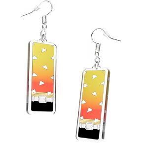 Uncommon cute weird earrings from anime demon slayer for women and men kawaii accessories for teen girls and boys hot quirky items yellow trend jewelry for zenitsu costume cosplay in Saudi Arabia