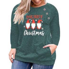 VISLILY Women's Plus Size Tops Long Sleeve Buttons Casual Shirt with Pockets