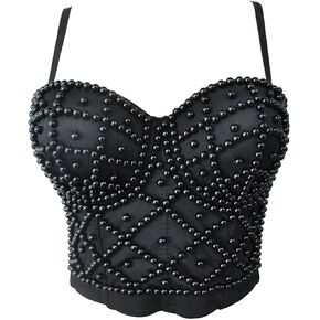 Bslingerie® Madonna Style Metallic Studs Bustier Bra Corset Top