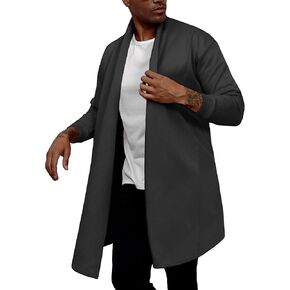 ZSJR Mens Cardigan Texture Fashion Long Sleeve Shawl Casual Open Front Drape Cape Overcoat in Saudi Arabia