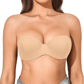 Eleplus Women's Multiway Strapless Bras Push Up Non Slip Lightly Lined Convertible Bra Multi Pack