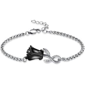 constantlife Rose Flower Urn Bracelet for Ashes for Women Stainless Steel Cremation Keepsake Adjustable Link Bangle Memorial Jewelry in Saudi Arabia