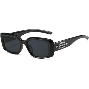 MYSNKU نظارات شمسية مستطيلة للنساء نظارات للقيادة الرجعية 90's خمر موضة إطار مربع ضيق UV400 حماية