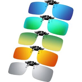 5 Pairs Polarized Clip-On Sunglasses Rimless Flip Up Anti-Glare Driving Glasses