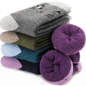 جوارب نسائية من الصوف تتسم بأنها سميكة حرارية ثقيلة زغبية مطبوع عليها للتمتع بشتاء دافئ - طقم للطقس البارد مكون من 5 أزواج in Kuwait