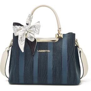 LAORENTOU Cow Leather Tote Handbag for Women Vintage Shoulder Bag Top Handle Purse with Embroidery Satchel Handbags