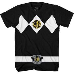 Power Rangers Mighty Morphin Red Blue Yellow Pink Green Black Blue Youth Armor Costume T-Shirt