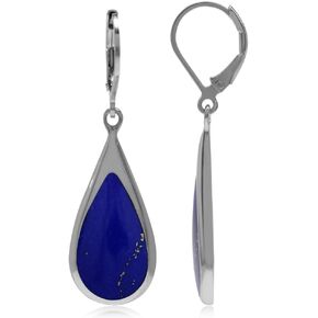 Silvershake Inlay White Gold Plated 925 Sterling Silver Drop Dangle Leverback Earrings in Saudi Arabia