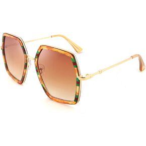 FEISEDY Women Large Hexagon Inspired Sunglasses Fashion Irregular Design Style Geometric B2503