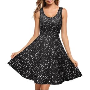 STYLEWORD Women's Summer Casual Sleeveless Scoop Neck Tank Dress A-Line Midi Sun Dresses