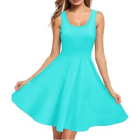 STYLEWORD Women's Summer Casual Sleeveless Scoop Neck Tank Dress A-Line Midi Sun Dresses