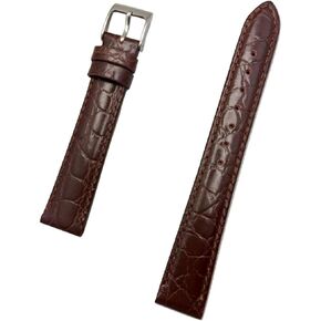 16mm Brown Genuine Leather Watchband | Round Alligator Crocodile Grain, Lightly Padded Replacement Watchstrap that brings New Life to Any Watch (Mens Standard Length) in Saudi Arabia