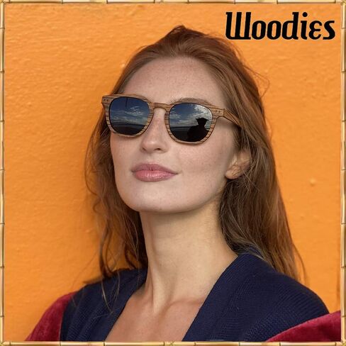 ووديز نظارة شمسية مستقطبة من خشب الحمار الوحشي بالكامل للرجال والنساء | عدسات مستقطبة سوداء واطار خشبي حقيقي | حماية 100% من الاشعة فوق البنفسجية الطويلة والمتوسطة in Kuwait