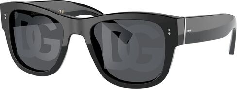 Dolce & Gabbana DG4338-501/M Sunglasses Black Dark Grey Tampo Silve 52MM in Saudi Arabia