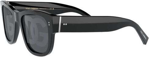 Dolce & Gabbana DG4338-501/M Sunglasses Black Dark Grey Tampo Silve 52MM in Saudi Arabia