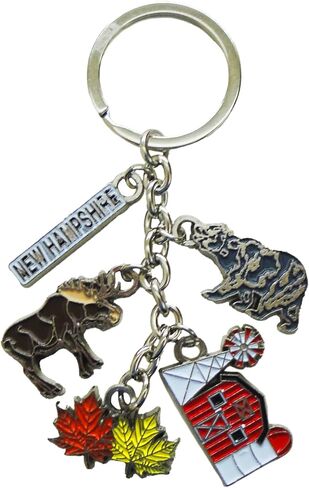 City Merchandise New Hampshire 5-Dangle Souvenir Keychain Includes Moose, New Hampshire Tag, Maple Leaves, Bear, Barn in Saudi Arabia