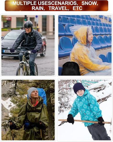 Suhine 60 Pcs Homeless Care Package Supplies Winter Beanie Hat Gloves Warm Socks Drawstring Bags Rain Ponchos with Hood for Donation Charity in Saudi Arabia