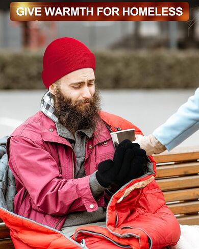 Suhine 60 Pcs Homeless Care Package Supplies Winter Beanie Hat Gloves Warm Socks Drawstring Bags Rain Ponchos with Hood for Donation Charity in Saudi Arabia