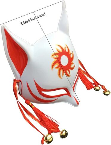 YangYong Kitsune Mask for Halloween Costume, Japanese Traditional Fox Cosplay Kabuki Masks Anime Masquerade Ball Party in Saudi Arabia