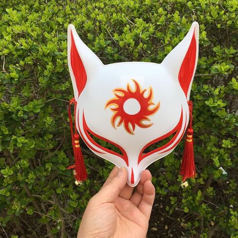 YangYong Kitsune Mask for Halloween Costume, Japanese Traditional Fox Cosplay Kabuki Masks Anime Masquerade Ball Party in Saudi Arabia