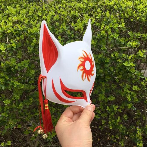 YangYong Kitsune Mask for Halloween Costume, Japanese Traditional Fox Cosplay Kabuki Masks Anime Masquerade Ball Party in Saudi Arabia
