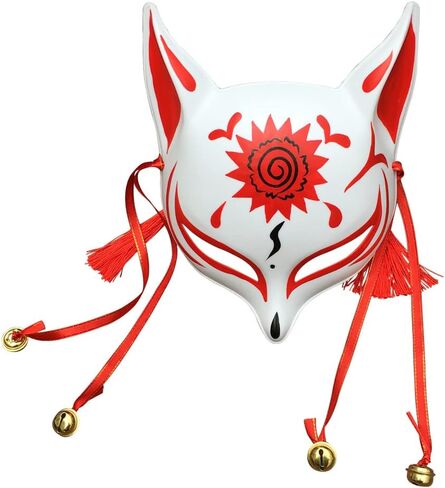 YangYong Kitsune Mask for Halloween Costume, Japanese Traditional Fox Cosplay Kabuki Masks Anime Masquerade Ball Party in Saudi Arabia
