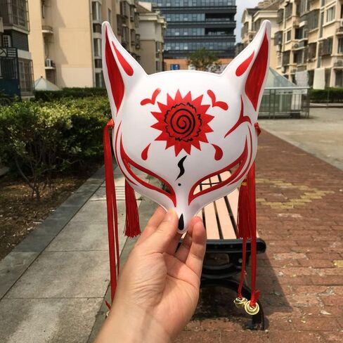 YangYong Kitsune Mask for Halloween Costume, Japanese Traditional Fox Cosplay Kabuki Masks Anime Masquerade Ball Party in Saudi Arabia