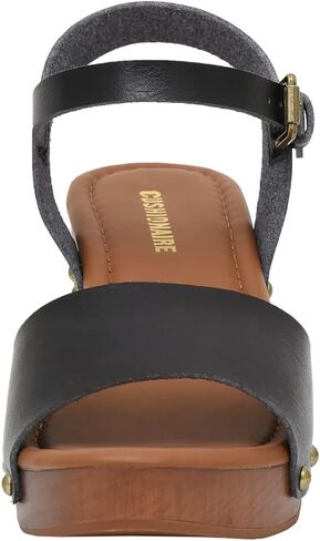 CUSHIONAIRE Women's Sloan Faux Wood Sandal +Memory Foam & LiteSole Technology -Wide Widths Available, Black 8 in Saudi Arabia