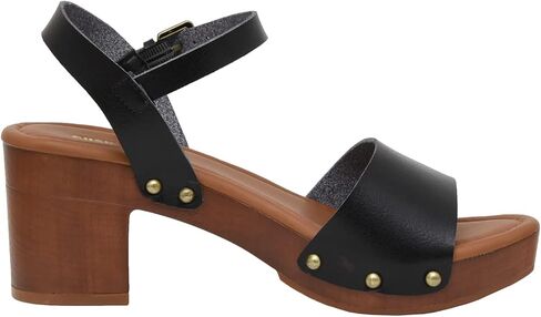CUSHIONAIRE Women's Sloan Faux Wood Sandal +Memory Foam & LiteSole Technology -Wide Widths Available, Black 8 in Saudi Arabia