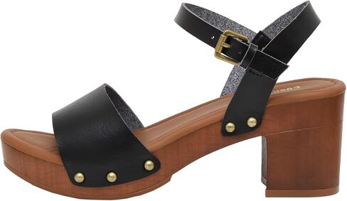 CUSHIONAIRE Women's Sloan Faux Wood Sandal +Memory Foam & LiteSole Technology -Wide Widths Available, Black 8 in Saudi Arabia