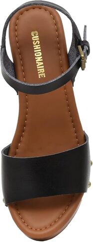 CUSHIONAIRE Women's Sloan Faux Wood Sandal +Memory Foam & LiteSole Technology -Wide Widths Available, Black 8 in Saudi Arabia