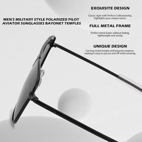 Pro Acme Sunglasses Men Polarized Aviator Sunglasses Military Style Metal Frame with Bayonet Temples in Kuwait