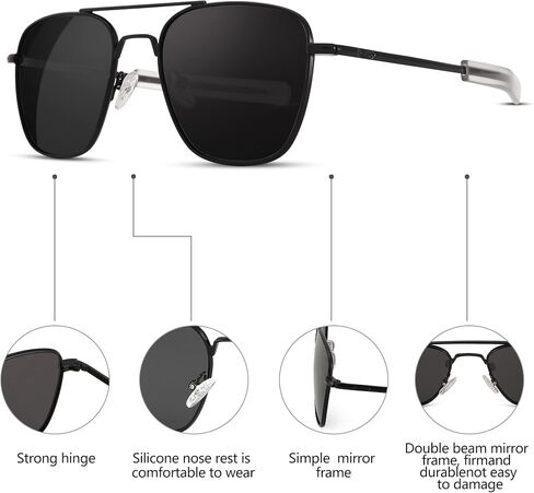 Pro Acme Sunglasses Men Polarized Aviator Sunglasses Military Style Metal Frame with Bayonet Temples in Kuwait