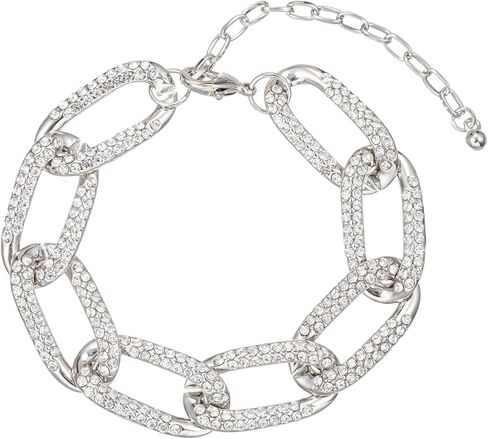 kelistom 18K White Gold Plated Cuban Link Anklet for Women Teen Girls Men, Iced Out Rhinestones Filled Chain Ankle Bracelets for Women with Paperclip Extension in Saudi Arabia